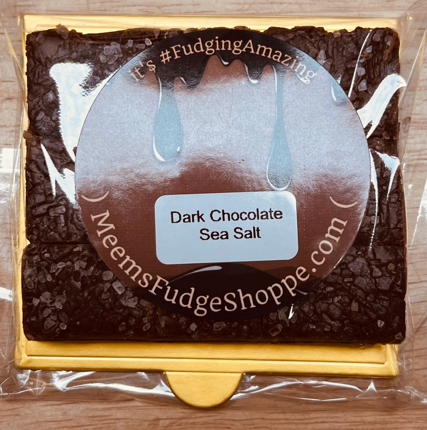 Package of Dark Chocolate Sea Salt Fudge