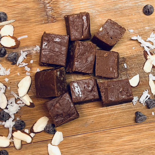 Chocolate Fudge with almonds and coconut