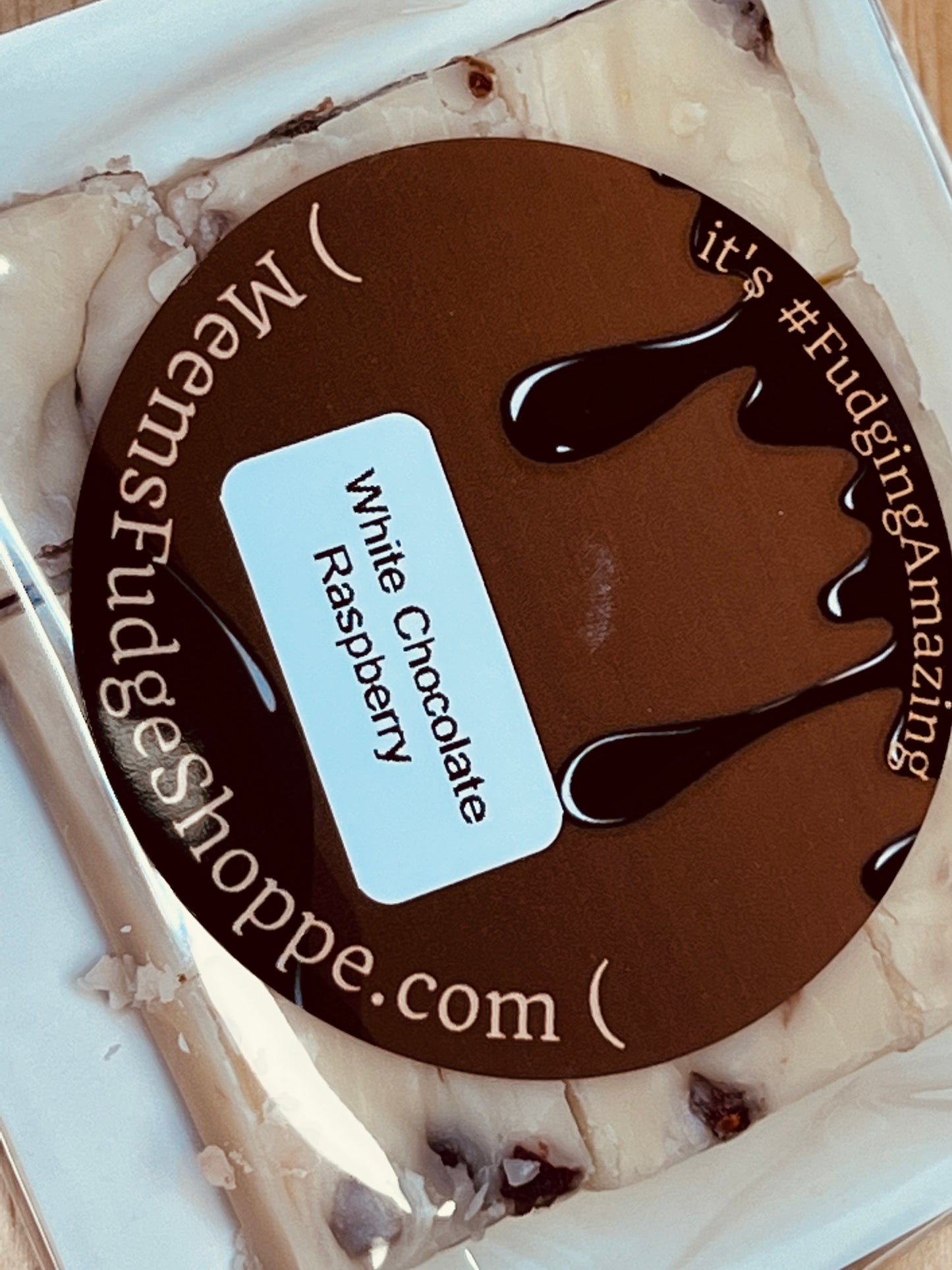 Package of White Chocolate Raspberry Fudge