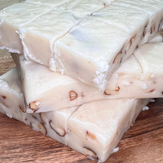 French Vanilla Fudge with Captain Crazy’s Nuts and Fine Snacks Ghirardelli Chocolate& French Vanilla Cashews
